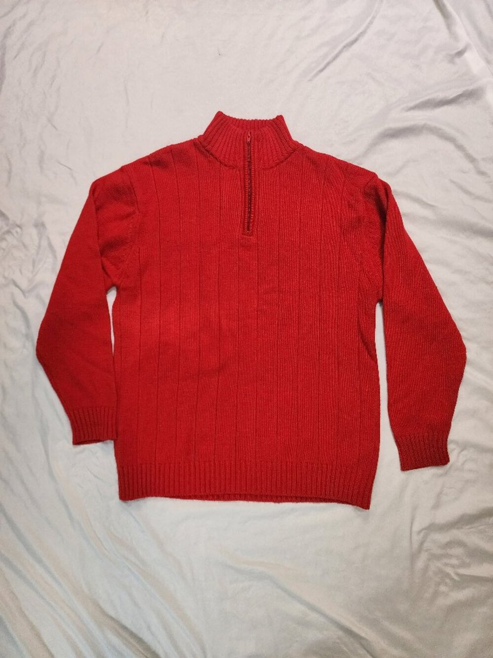 Southpole Men’s Medium Red Quarter Zip Ribbed Sweater